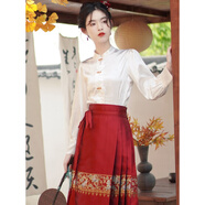 現寶蓮古風(fēng)漢服上衣配馬面裙的襯衣長(cháng)袖春秋國風(fēng)女裝對襟立領(lǐng)新中式襯衫 提花上衣 2XL