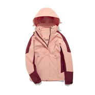 獵遠(yuǎn) 沖鋒衣男兩件套三合一防風(fēng)防水透氣戶外登山服女保暖抗寒加厚抓絨衣情侶款加大碼 1818 粉紅色（女） XL