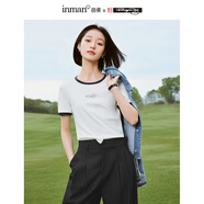 茵曼（INMAN）米雷系列刺繡T恤2025夏季女裝新款短袖顯瘦百搭小個(gè)子上衣 珍珠白 L