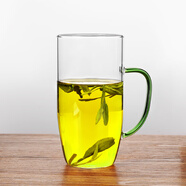 76茶業(yè)綠茶杯耐熱高硼硅玻璃泡茶杯家用辦公室泡綠茶專(zhuān)用喝水杯玻璃茶杯 300ml綠色手把