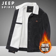 吉普（JEEP）中年棉衣男外套冬季棉服加絨加厚純棉夾克寬松保暖燈芯絨防寒服 3359深灰色 L-建議110-130斤