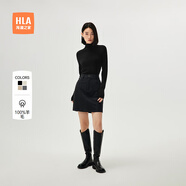 HLA海瀾之家長(cháng)袖針織衫女新可翻高領(lǐng)純羊毛毛衣女裝冬早秋新款針織衫 黑色V0 160/84A M建議100-115斤