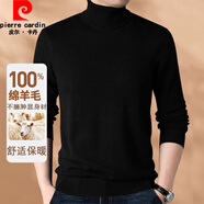 皮爾卡丹（pierre cardin）羊毛衫男純羊毛高領毛衣中青年保暖針織衫 黑色 常規(guī) 2XL （建議155到175斤左右）