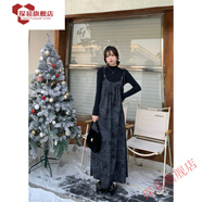 京噶孕婦套裝連衣裙秋冬韓版大碼秋季穿搭吊帶裙時(shí)尚孕媽媽兩件套 黑色套裝 M