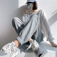 朵迪雅尚春秋女潮流時(shí)尚小腳褲哈倫褲女生純色百搭寬松運(yùn)動(dòng)束腳保暖學(xué)生長(zhǎng)褲子 灰色【春秋款】 M 80-105斤