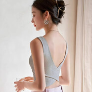 KJ24春夏細(xì)帶吊帶背心打底衫內(nèi)搭ins歐美風(fēng)外穿無(wú)鋼圈帶胸墊抹胸女 麻灰 XL 130-145斤