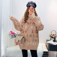 尹振天斤加肥加女裝胖妹妹毛衣針織打底衫韓版寬松顯瘦慵懶上衣 粉色 2XL 【推薦140-170斤】