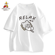 稻草人（MEXICAN）短袖t恤男擺爛貓咪夏季潮牌ins寬松休閑百搭港風(fēng)半袖男 白色 XL