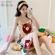 歌佰芬吊帶睡裙女夏季棉質(zhì)吊帶裙夏天睡衣女士性感甜美少女連體衣中長(zhǎng)裙 Y2002 L （100-120斤）