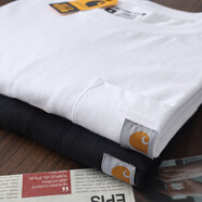 Carhartt 美版休閑百搭舒適透氣男情侶短袖T恤時尚流行純色圓領(lǐng)上衣夏季潮 黑色 M