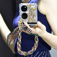 閃斯度華為pocket 2水鉆手機殼p50pocket寶盒感上下折疊屏保護殼潮手工鑲鉆手提絲巾款女神款 【女皇絲巾款】 華為pocket2