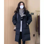 詩蒂淑羽絨服女中長款冬季青年學院風新款小個子潮流仙女連帽棉襖服外套 黑色 S 110斤以下