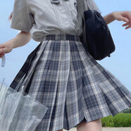 HERAGAIA川町香jk制服百褶半身格裙2025夏套裝格子正版學(xué)院風(fēng)學(xué)生校服短裙 20白夜霓虹 格裙+短袖襯衫+領(lǐng)結(jié) M （推薦90斤-100斤）