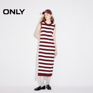 ONLY2025秋季新款休閑風(fēng)百搭彈力條紋長(cháng)裙針織連衣裙女|125146004 E15 仙粉黛紅色 M