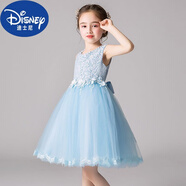 迪士尼（Disney）兒童白色公主裙夏季新款蓬蓬網(wǎng)紗裙幼兒園演出禮服女童藍(lán)色連衣裙 藍(lán)色夏款蕾絲裙 140 建議身高120-130cm