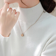 ANGEL MOOD春秋黑色高領(lǐng)長(cháng)袖針織打底衫毛衣女修身加絨加厚慵懶風(fēng)內搭女上衣 白色+面料 【款】 加厚 M 【建議100-110斤】