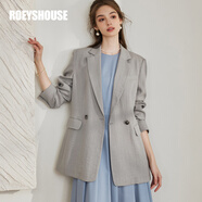 ROEYSHOUSE羅衣氣質(zhì)通勤棉麻西裝外套女春夏新款時(shí)尚職業(yè)翻領(lǐng)西服10229 灰藍(lán)色 S