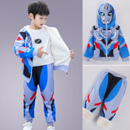 奧特曼衣服加絨套裝男童新款秋冬加厚冬季兒童保暖正版超人新年紅色拜年 經(jīng)典【澤塔】冬裝加絨護(hù)鏡套裝 130 cm