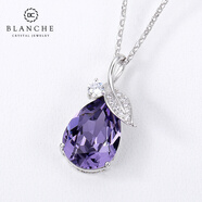 【女神禮】布蘭琪Blanche韓國925銀項鏈女 短款月波吊墜水晶脖鏈氣質(zhì)飾品鎖骨頸鏈閨蜜禮物 紫羅蘭
