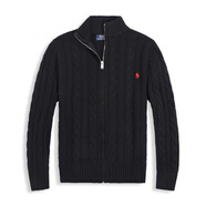 POLO SPORT RALPH LAUREN美國拉夫勞倫摩根毛衣polo針織衫男士開衫拉鏈毛衫休閑打底衫 M05黑色 XL碼 建議150-170