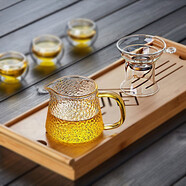 美斯尼 玻璃公道杯加茶漏套裝公杯功夫茶具茶道配件茶濾網(wǎng)茶海分茶器 錘紋公道杯 +玻璃茶濾 套裝