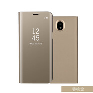 適用三星S21翻蓋皮套手機(jī)殼J62018電鍍鏡面防摔A8 plus外貿(mào)保護(hù)套 金色 S7/G930