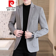 皮爾卡丹毛呢西服外套男士韓版秋冬季修身呢子小西裝加絨加厚休閑單西 638款灰色 M
