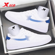 特步男鞋板鞋子男冬季新款平板鞋男士休閑鞋小白鞋潮流滑運動(dòng)鞋滑板鞋 新白色/宇宙藍0065 39