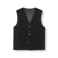 帝旗狼雙面穿金貂絨皮草外套男女同款馬甲秋冬季立領(lǐng)外穿保暖高檔上衣服 黑色【V領(lǐng)】 M (適合90-115斤)