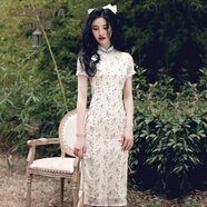 歌班婭旗袍年輕款氣質(zhì)夏季新款短袖中國風(fēng)復古改良少女長(cháng)款日常連衣裙 209旗袍 L 建議106-115斤