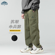 頂峰保羅（Dingfengbaoluo）美式工裝褲子男士春夏薄款機(jī)能風(fēng)束腳運(yùn)動(dòng)休閑長褲2378軍綠3XL
