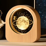 赟婭星空宇航員3D內(nèi)雕白水晶球發(fā)光底座小夜燈創(chuàng)意玻璃球小擺件男女生 太空漫步-插電開關(guān)