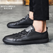 洛克華菲（Rock Fairwhale） 小白鞋新款真皮2025新款男鞋韓版板鞋男低幫休閑鞋頭層牛皮鞋子 黑色 41