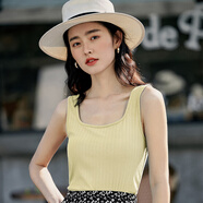 茵曼（INMAN）多色無袖顯瘦吊帶背心T恤女裝2025夏季新款簡約休閑百搭圓領上衣 杏色 S