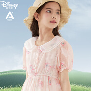 迪士尼女童連衣裙兒童裙子夏裝2025夏季新款公主裙大童連身裙長裙雪紡裙 TD2DQ059粉色 130