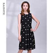 賽斯特女裝22新款夏季無(wú)袖中長(cháng)款圓點(diǎn)連衣裙 F0545 圓點(diǎn) BL(170/92A)