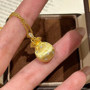 瑞諾黃金小福袋項(xiàng)鏈女999足金錢袋子吊墜韋雪同款生日禮物送女友 福袋吊墜+925銀鏈/金重約2.87g