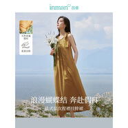 茵曼（INMAN）清麻系列亞麻法式掛脖連衣裙2025夏女裝新品無(wú)袖氣質(zhì)高級(jí)長(zhǎng)裙子 淺咖啡 L
