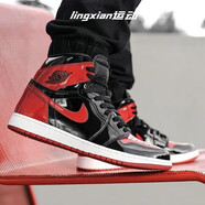 耐克（NIKE）AJ1男鞋女鞋  AIR JORDAN 1 HIGH OG 泡泡糖粉白黑紅禁穿籃球鞋 555088-063 黑紅禁穿 37.5