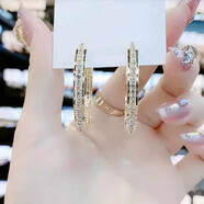 華琉衣新款時(shí)尚經(jīng)典圈圈耳飾超閃大圈圈耳環(huán)復古百搭大耳圈 金色