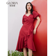 歌莉婭連衣裙度假出游穿搭新款紅色氣質(zhì)顯瘦訂婚禮服裙子124R4K460 53R椒紅 M (160)