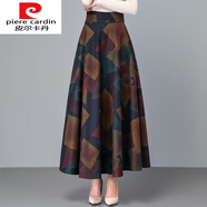 皮爾卡丹針織毛呢半身裙女秋冬高腰a字裙加厚毛呢大擺長(cháng)裙中長(cháng)款裙子針織 A3抽象塊 2XL