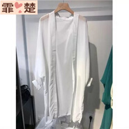 霏楚女中長(cháng)款雪紡衫開(kāi)衫夏季韓版薄款披肩百搭沙灘外套空調衫 白色 S 80-100斤