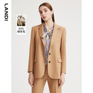 藍(lán)地（LANDI）中長款羊毛西服外套女新款長袖職業(yè)西裝上衣秋冬 卡其色 M