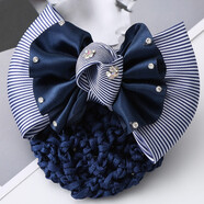 依特護士頭花高級職業(yè)網(wǎng)兜發(fā)網(wǎng)套女空乘工作發(fā)夾盤(pán)頭發(fā)發(fā)兜服務(wù)員飾品 鑲鉆條紋藍