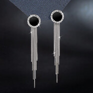 Qlady水晶流蘇耳環(huán)女2024年新款耳釘女氣質(zhì)高級感時(shí)尚氣質(zhì)銀針耳飾禮物 圓形(流蘇款)