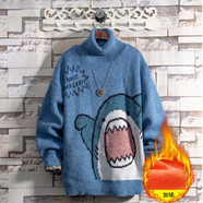 柯菲沃毛衣男慵懶風(fēng)卡通動(dòng)漫針織衫毛衣男加厚情侶裝個(gè)性街頭痞帥針織衫 魔王-810高領(lǐng)霧霾藍 加絨 XL