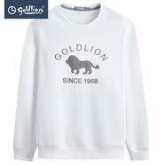 金利來(lái)（Goldlion）男裝含棉印花圓領(lǐng)長(cháng)袖t恤男士款秋冬時(shí)尚休閑體恤衫Z 白色-00 S