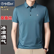 金利來(lái)男裝桑蠶.絲短袖T恤高端專(zhuān)柜無(wú)痕寬松透氣薄冰.絲polo.衫男 淺藍(lán) 175/92A