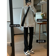 自由探戈牛仔褲女直筒顯瘦高腰寬松小個(gè)子黑色煙管褲子2025秋季 黑色九分厚絨 XL